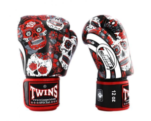 Boxerské rukavice TWINS SPECIAL FBGVL3-53 SKULL – červeno /černé